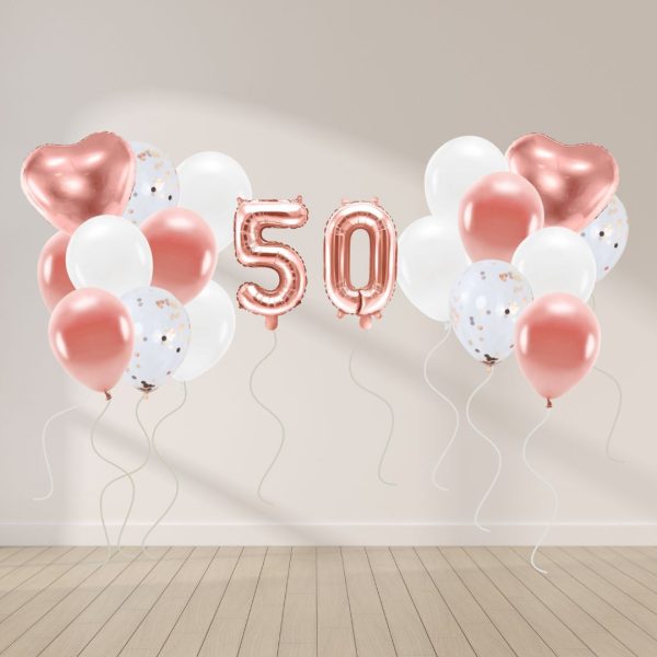 Ballon Deko Set 50. Geburtstag rosegold (29 Stück) Schn?ppchen – Bild 2