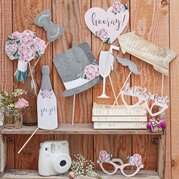 Fotobox Accessoires Rustikal Just Married (10 Stück) Rabatt